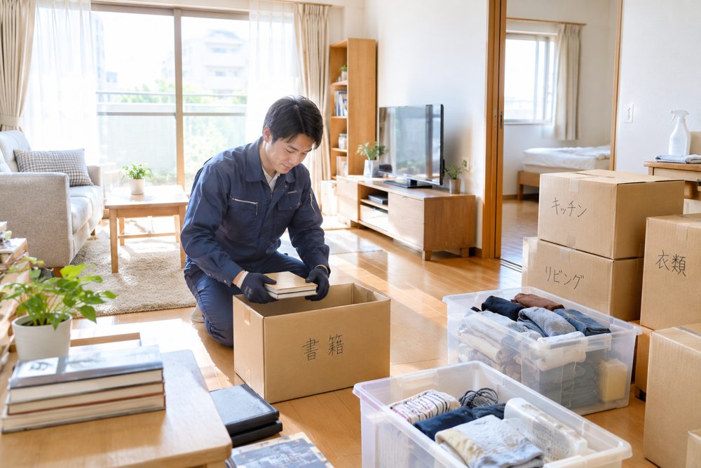 荷物の梱包作業